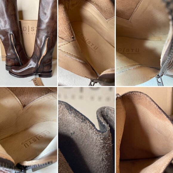 BED STU Manchester Distressed Brown Leather Tall Riding Boots BEDSTU Size 7 - Picture 14 of 16